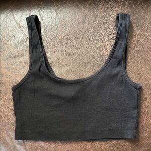 Black Ribbed Crop Tank Top